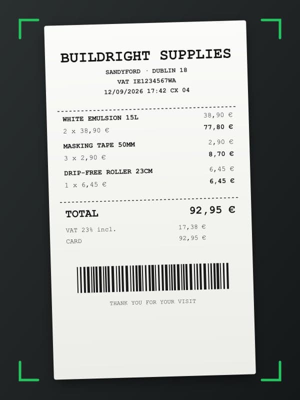 Receipt photo inside the scan frame